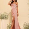 Elegant Off The Shoulder Satin Bridesmaid Dress Long Mermaid Corset Prom Dress for Women Formal Gown CY089