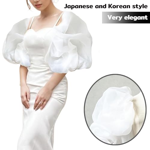 Detachable Tulle Sleeves for Wedding Dresses, Lantern Sleeve Bridal Dress Arm Cover Accessory for Women’s Gowns