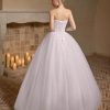 Women's Sweetheart Applique Beaded Corset Bridal Shiny Tull Wedding Dresses for Bride