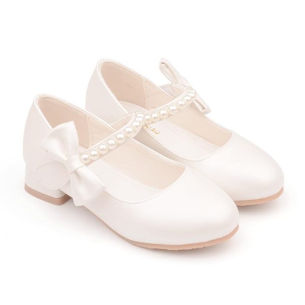 Toddler Girls Low Heel Princess Dress Shoes Glitter Flower Wedding Party Mary Jane Pumps Shoes for Kids