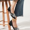 Women's Chunky Heel Comfortable Work Shoes Rhinestones Pearl Dress Wedding Pumps for Women - 1.18Inches Height