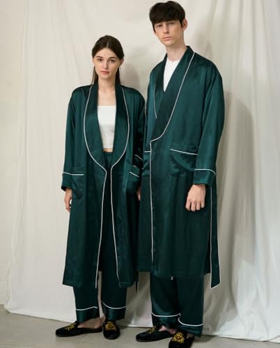 Women's and Men's Silk Satin Long Robes Silky Lightweight Sleepwears Dressing Gown