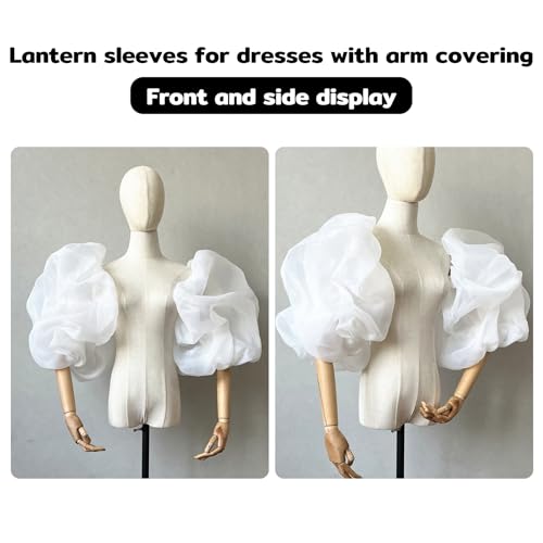 Detachable Tulle Sleeves for Wedding Dresses, Lantern Sleeve Bridal Dress Arm Cover Accessory for Women’s Gowns