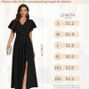Women's Black Long Formal Dresses Cocktail Wedding Guest Dress Ruffle Split Elegant V Neck Party Gowns