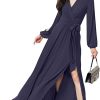 Womens 2025 Long Sleeve Sexy Slit Photoshoot Evening Fall Maxi Dress Gown