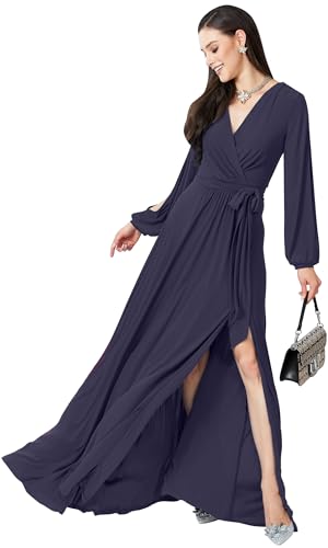 Womens 2025 Long Sleeve Sexy Slit Photoshoot Evening Fall Maxi Dress Gown