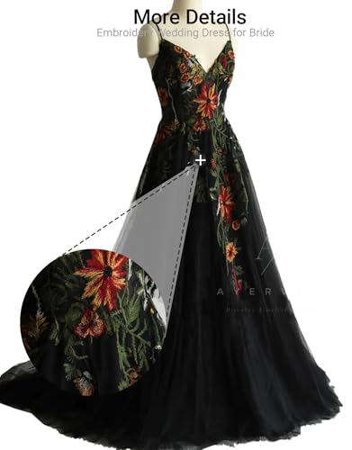 Floral Embroidery Wedding Dress for Bride A Line Long Tulle Boho Could Shoulder Sleeves Outdoor Country Gowns
