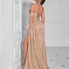 Evening Gowns Formal Dresses for Women Sequin Tulle Wedding Guest Cocktail Party Sexy Off Shoulder Floor Length Prom Dress
