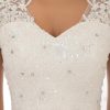 Women's Wedding Dress Lace Double V-Neck Sleeveless Evening Dress