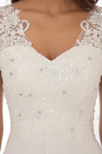 Women's Wedding Dress Lace Double V-Neck Sleeveless Evening Dress