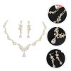 1set Elegant Bridal Jewelry Waterdrop Necklace Earrings for Wedding Dress Accessories Beautiful Zirconia Design Ear for Brides