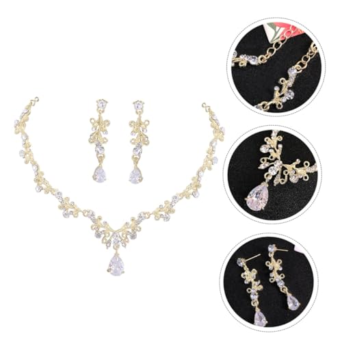 1set Elegant Bridal Jewelry Waterdrop Necklace Earrings for Wedding Dress Accessories Beautiful Zirconia Design Ear for Brides