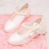 Toddler Girls Low Heel Princess Dress Shoes Glitter Flower Wedding Party Mary Jane Pumps Shoes for Kids
