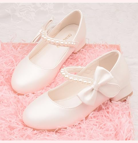 Toddler Girls Low Heel Princess Dress Shoes Glitter Flower Wedding Party Mary Jane Pumps Shoes for Kids