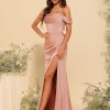 Long Satin Bridesmaid Dresses with Silt 2025 Mermaid Formal Dress PU070
