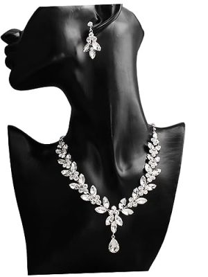Bridal Jewelry with Crystal Necklace and Earrings Elegant Wedding Dress Accessory for Brides and Bridesmaids Unique Pendant