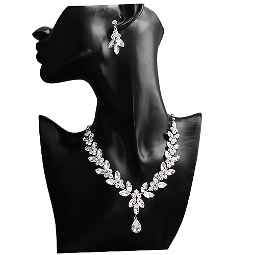 Bridal Jewelry with Crystal Necklace and Earrings Elegant Wedding Dress Accessory for Brides and Bridesmaids Unique Pendant