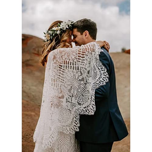 Boho Wedding Dresses for Bride Lace Mermaid Bridal Dress V Neck Cape Sleeve Beach Bohemian Vintage Wedding Gown