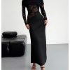 Women's Lace Off Shoulder Wedding Dresses Mesh Sheer Long Sleeve Bodycon Evening Gown