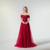 Sparkly Tulle Prom Dresses for Women Long Off Shoulder A-Line Formal Evening Party Gowns Masquerade Dresses