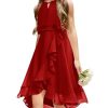 Kids A-Line Halter Neck Chiffon Junior Bridesmaid Dresses Fancy Girl Dress Wedding Elegant Party Gown 5-14 Years