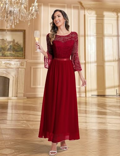 Women's Formal Dresses 2025 Wedding Guest Dress Bell Sleeve Bridesmaid Dresses Maxi Evening Dress
