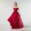 Sparkly Tulle Prom Dresses for Women Long Off Shoulder A-Line Formal Evening Party Gowns Masquerade Dresses