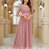 Women's Formal Dress Mother of The Bride Dress 3/4 Sleeve Wedding Guest Dress Maxi Evening Gown