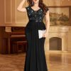 Women's Plus Size Double V Neck Sequin Lace Contrast Ruched Bodycon Mermaid Hem Formal Maxi Dress