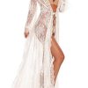 Women Sexy Long Lace Dress Sheer Gown See Through Lingerie Kimono Robe Swimsuit Cover Up