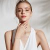 Silver Bridal Jewelry Set Rhinestone Necklace Bracelet Dangle Earrings for Bride Bridesmaid Teardrop Pendant Crystal Wedding