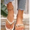 Women's Pearl Flip Flops Square Open Toe Thong Slide Dressy 2025 Wedding Dress Flat Sandals