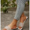 Women's Glitter Jeweled Slippers Sparkly Pearls Beaded Sandals Open Toe Slide Shoes