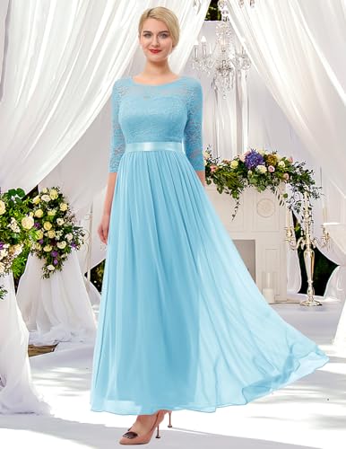 Women Long Sleeve Formal Party Dress Lace Wedding Guest Maxi Dresses Elegant Cocktail Evening Gowns