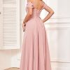 Off The Shoulder Bridesmaid Dresses for Women Long Chiffon Pleated Formal Evening Dress with Pockets