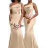 Satin One Shoulder Bridesmaid Dresses for Women Long Corset Prom Dress Mermaid Formal Evening Gown BD709