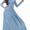 Womens Long Sleeve Flowy Empire Waist Fall Winter Party Gown