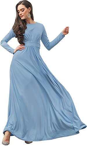 Womens Long Sleeve Flowy Empire Waist Fall Winter Party Gown