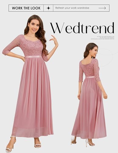 Women's Formal Dress Mother of The Bride Dress 3/4 Sleeve Wedding Guest Dress Maxi Evening Gown