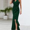 Formal Evening Dresses for Women Elegant Evening Party Prom Dress Long Sexy V Neck Sleeveless Split Wrap