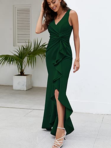 Formal Evening Dresses for Women Elegant Evening Party Prom Dress Long Sexy V Neck Sleeveless Split Wrap