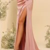 Long Satin Bridesmaid Dresses with Silt 2025 Mermaid Formal Dress PU070