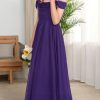 Cold Shoulder Junior Bridesmaid Dresses for Teens Girls Chiffon Wedding Guest Formal Pageant Gowns 2-14