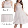 Women's Short Halter Cocktail Party Dress Lace Tulle Homecoming Prom Gown