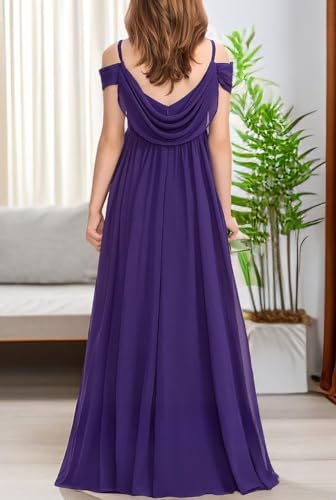 Cold Shoulder Junior Bridesmaid Dresses for Teens Girls Chiffon Wedding Guest Formal Pageant Gowns 2-14