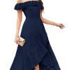 Women Off Shoulder Fall Wedding Guest Dress High Low Ruffle Chiffon Formal Dresses for Bridesmaid
