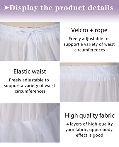 Hoopless Petticoats Crinoline A-line Slips Underskirt for Bridal Gown Floor Length