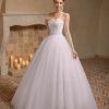 Women's Sweetheart Applique Beaded Corset Bridal Shiny Tull Wedding Dresses for Bride
