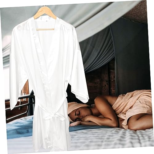 Robe for Brides and Bridesmaids Lightweight Artificial Silk Sleepwear for Wedding Day Elegant Morning Gown for Bridal Shower and