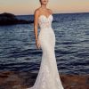 Strapless Beach Wedding Dresses Sexy Bridal Gown Lace Robe Backless Vintage Vestidos De Novia with Detachable Train